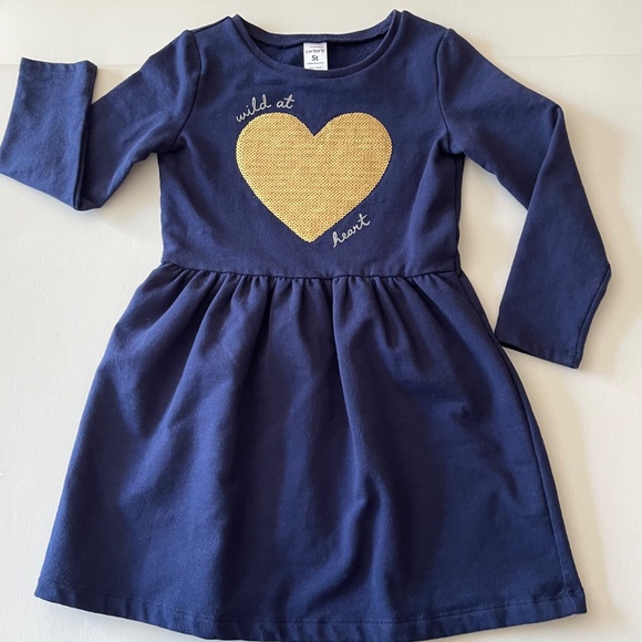 Carter’s blue long sleeve dress with sequin heart - Picture 6 of 8